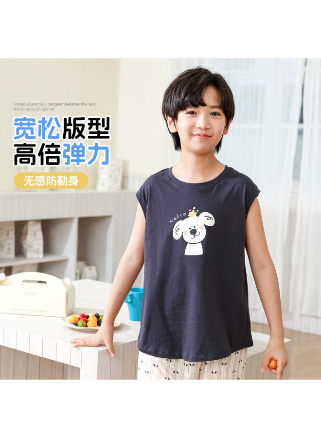 Fenton High-count Pure Cotton  Boys' Sport Summer Thin Sleeveless T-shirt For Layering Or Outerwear - Image 4