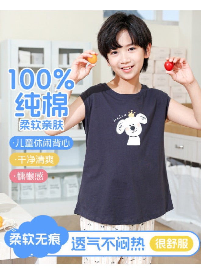 Fenton High-count Pure Cotton  Boys' Sport Summer Thin Sleeveless T-shirt For Layering Or Outerwear - Image 1