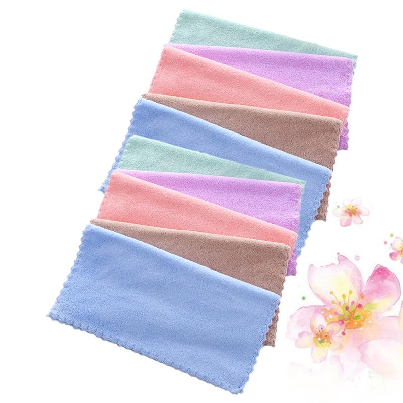 Soft Coral Fleece Makeup Remover Cloths Facial Towels 10 Pack Gentle Skin Care Random Colors - Image 4