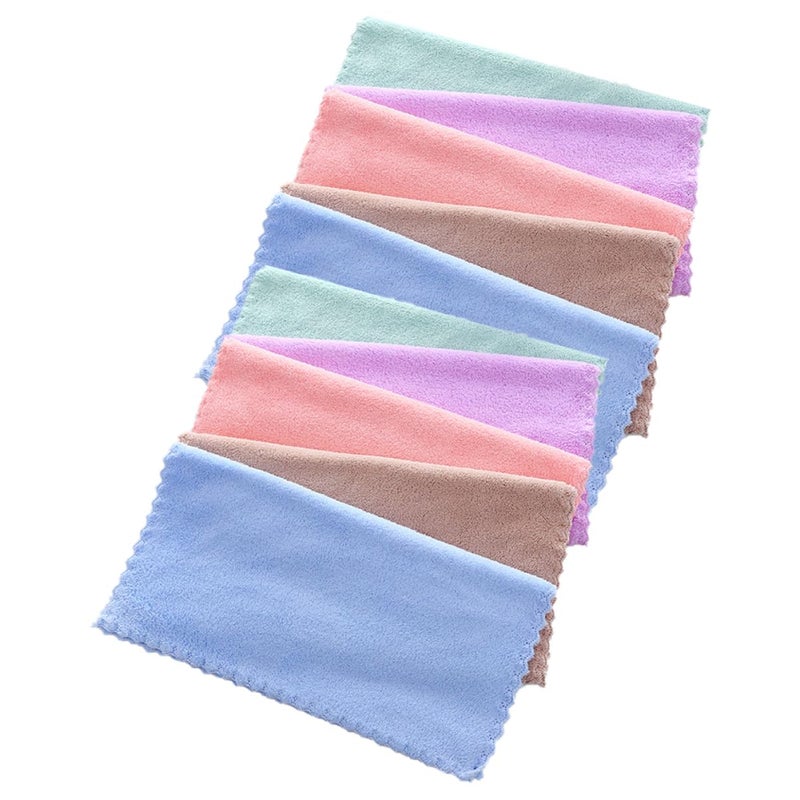 Soft Coral Fleece Makeup Remover Cloths Facial Towels 10 Pack Gentle Skin Care Random Colors - Image 2