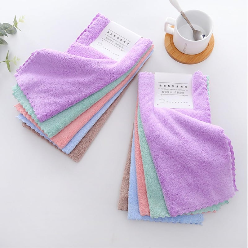 Soft Coral Fleece Makeup Remover Cloths Facial Towels 10 Pack Gentle Skin Care Random Colors - Image 3