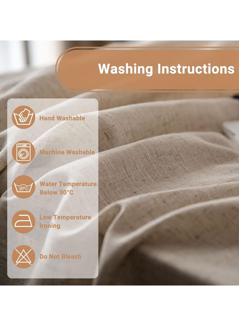 ثمانية فيبيهاوس مفرش طاولة من القطن والكتان مع شرابة مفرش طاولة مستطيل لحفلات الزفاف وأعياد الميلاد والمنزل والمطبخ والحديقة، بيج 140 × 200 سم مفرش طاوله طعام غطاء طاولة طعام مفرش طاوله بيج - Image 5