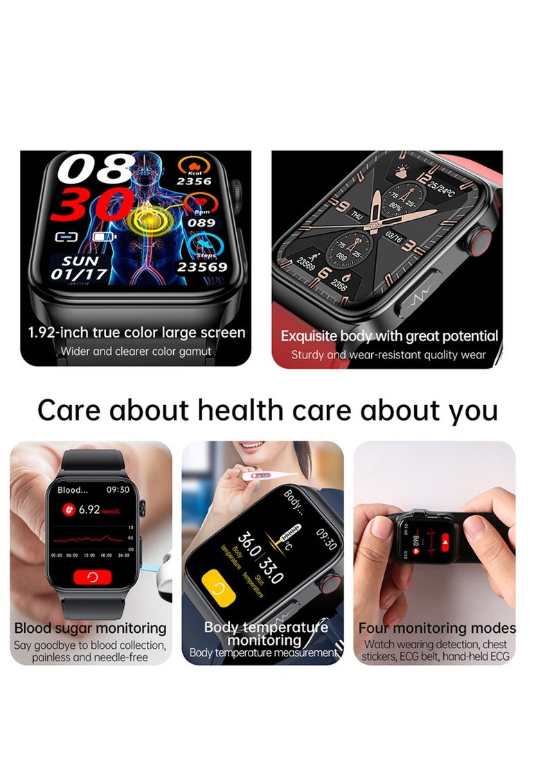 AROAQ Smart Watch, Fitness Tracker With Heart Rate Monitor, Red Silicon ECG Multifunctional Smart Watch, Waterproof Activity Tracker For Android And Ios Phones - Image 3