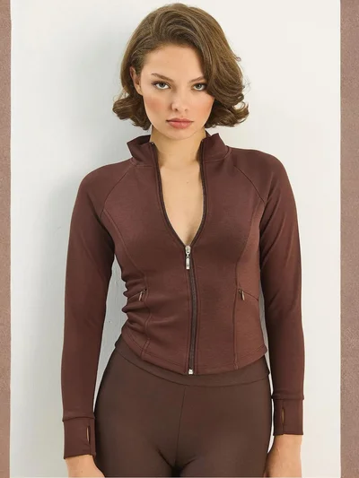 Bianco Lucci LUCCI Slim Fit Knitted Active Top with Zipper