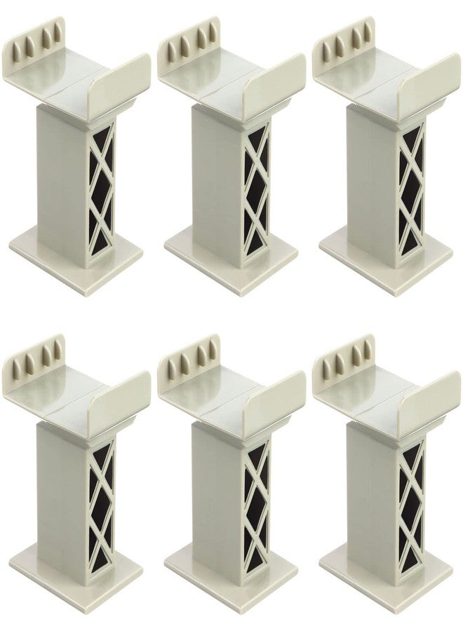 Ioffersuper 6 Pcs Train Bridge Pier Track Railway Accessories Multi Level Support Risers High Level Blocks Compatible All Major Brands, Grey Upgraded Version - Image 1
