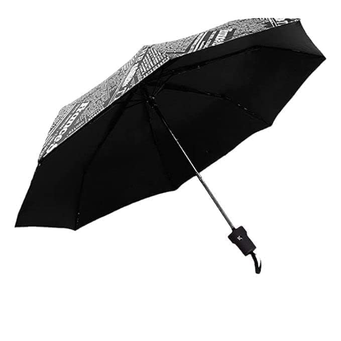 Kraptick News-Paper Printed Umbrella, Umbrella for Rain, Wind Proof Umbrella, Water-Proof Umbrella for Men/Women/Boys/Girls/Kids, Travel Umbrella with Manual Mechanisms for Open and Close (Black) - Image 2