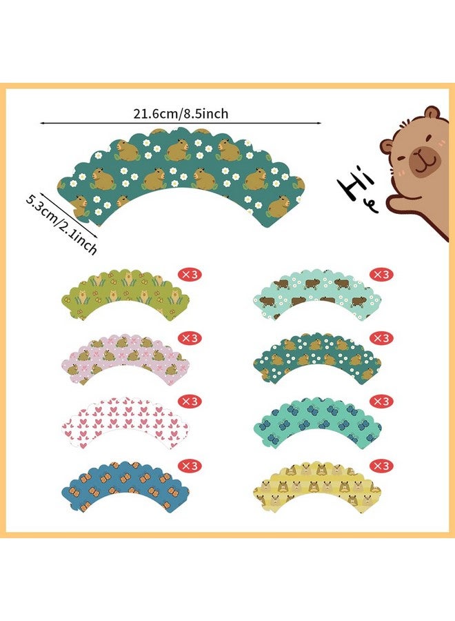 Boerni Capybara Cupcake Toppers and Wrappers, Set of 48pcs Lovely Capybara Cartoon Patterns Cupcake Decorations for Kids Boys Girls Birthday Party Baby Shower Wedding Holiday Supplies Favor - Image 3