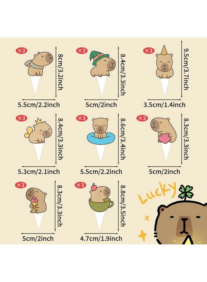 Boerni Capybara Cupcake Toppers and Wrappers, Set of 48pcs Lovely Capybara Cartoon Patterns Cupcake Decorations for Kids Boys Girls Birthday Party Baby Shower Wedding Holiday Supplies Favor - Image 2