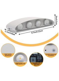HUA QIANG WANG Modern LED Outdoor Wall Light 8.7 Inch, 8W Warm White 3000K, AC 85-265V,IP65 Waterproof Up and Down Aluminium Wall Lamp  - Image 2