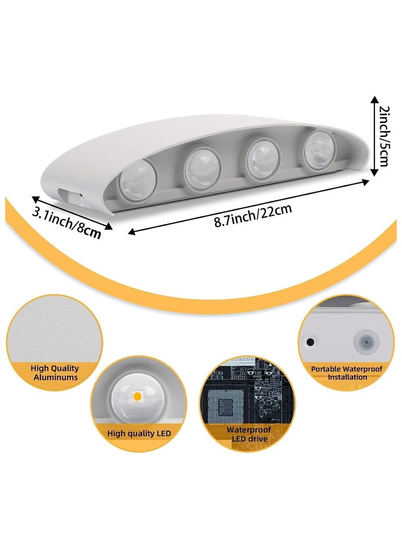 HUA QIANG WANG Modern LED Outdoor Wall Light 8.7 Inch, 8W Warm White 3000K, AC 85-265V,IP65 Waterproof Up and Down Aluminium Wall Lamp - Image 2