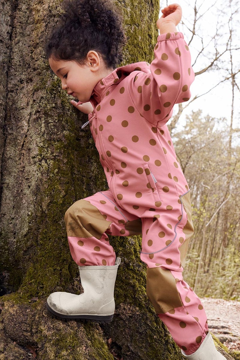Tchibo Toddlers Girl Polka Dots Overall Rain Jacket, Pink - Image 1