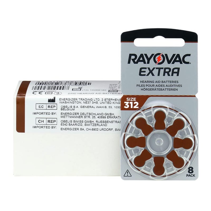 Rayovac Size 312 Extra Advanced Hearing Aid Batteries (80 Batteries - 10 Packs of 8 Batteries) - Image 1