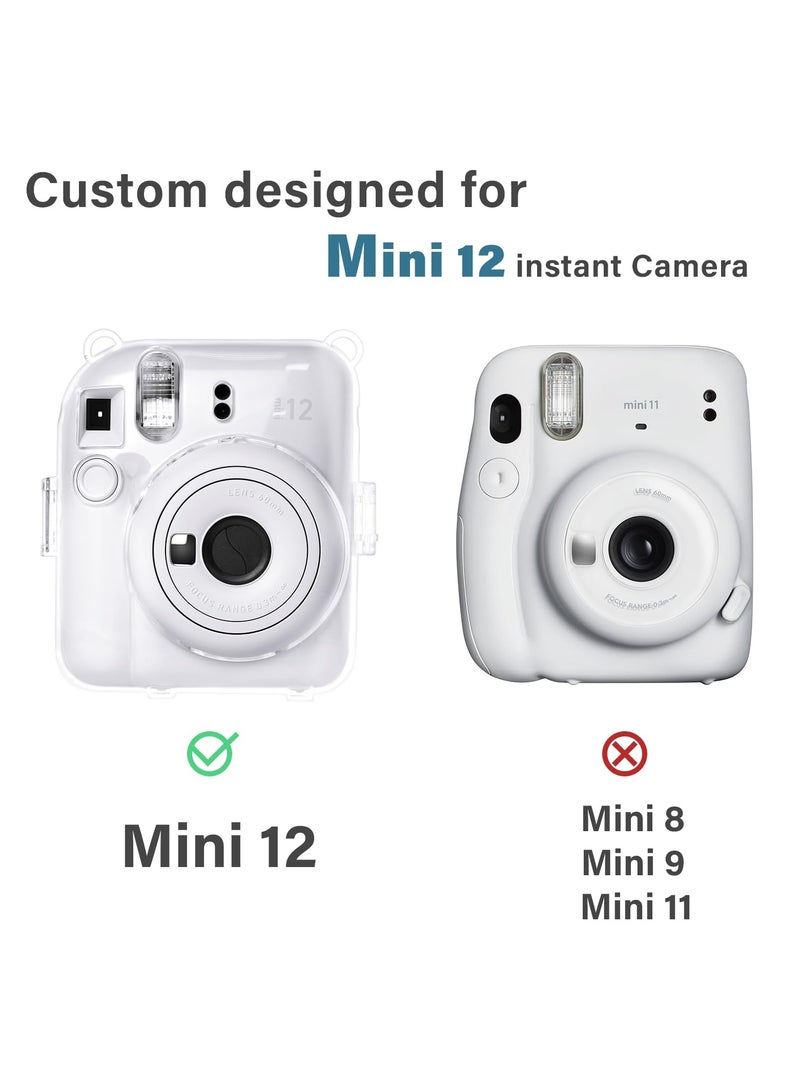Clear Case Compatible With Fujifilm Instax Mini 12 Instant Camera Transparent Protective Case With Photo Storage Pocket Cute Sticker And Strap - Image 4