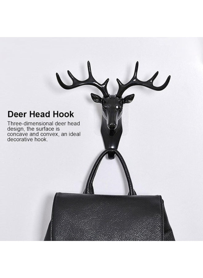 3Pcs Deer Head Wall Hook, Heavy Duty Adhesive Mount Animal Head Hanger for Coats, Hats, Keys Towels, Rustic Home Decor for Entryway, Bathroom, Bedroom, and Hallway Organization - Image 2
