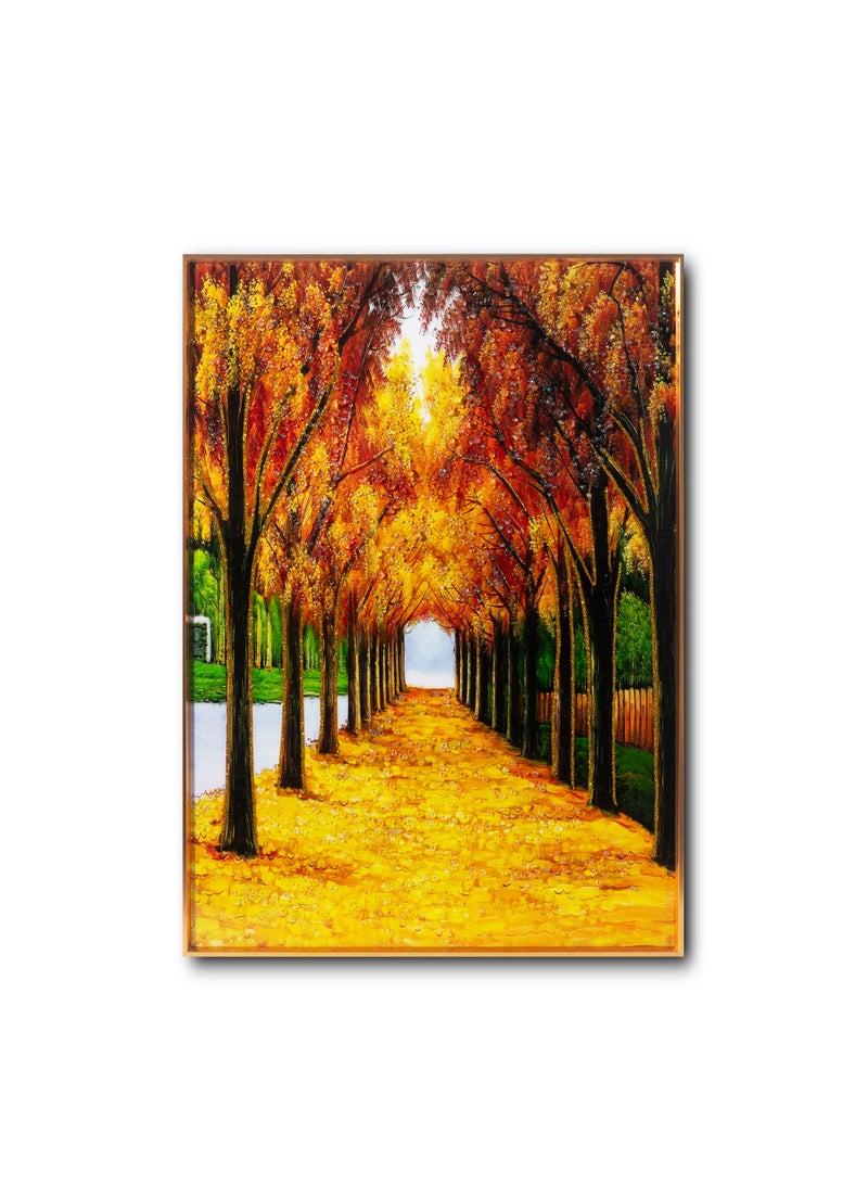 50x70cm Autumn Tree Avenue Resin Crystal Art Painting – 3D Stereo Landscape Wall Art for Living Room, Bedroom & Entryway – Nordic Modern Home Decor - Image 1