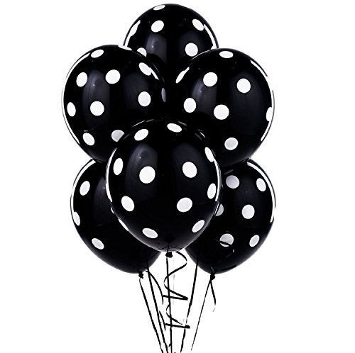 Qualatex 12 Black and White Polka Dot Balloons! - Image 3