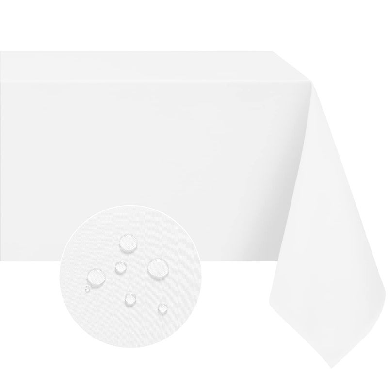 Softalker Rectangle Tablecloth Waterproof  Stain Resistant Table Cloths Wrinkle Free Fabric Washable 210GSM Polyester Table Cover for SpringPartyOutdoor  60 x 84 inchWhite