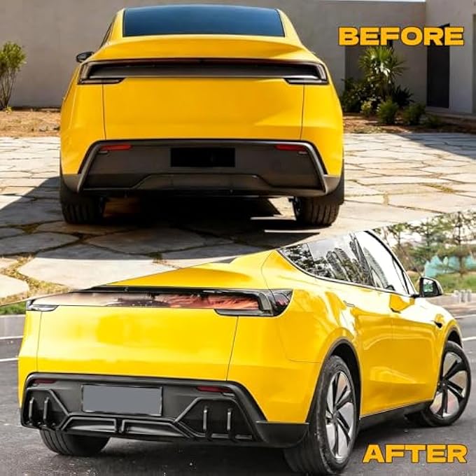 SKKYORO Rear Bumper Diffuser Lip 3pcs for Tesla Model Y Juniper 2025 2026 ABS Rear Bumper Molding Protector Lip (Glossy Black,3 PCS Rear Diffuser) - Image 3
