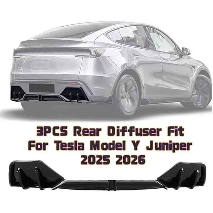 SKKYORO Rear Bumper Diffuser Lip 3pcs for Tesla Model Y Juniper 2025 2026 ABS Rear Bumper Molding Protector Lip (Glossy Black,3 PCS Rear Diffuser) - Image 4