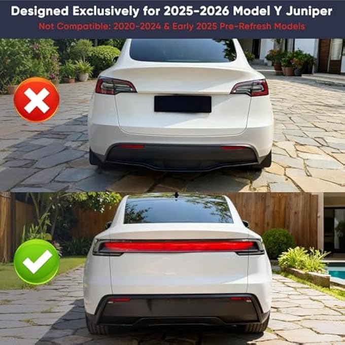 SKKYORO Rear Bumper Diffuser Lip 3pcs for Tesla Model Y Juniper 2025 2026 ABS Rear Bumper Molding Protector Lip (Glossy Black,3 PCS Rear Diffuser) - Image 2