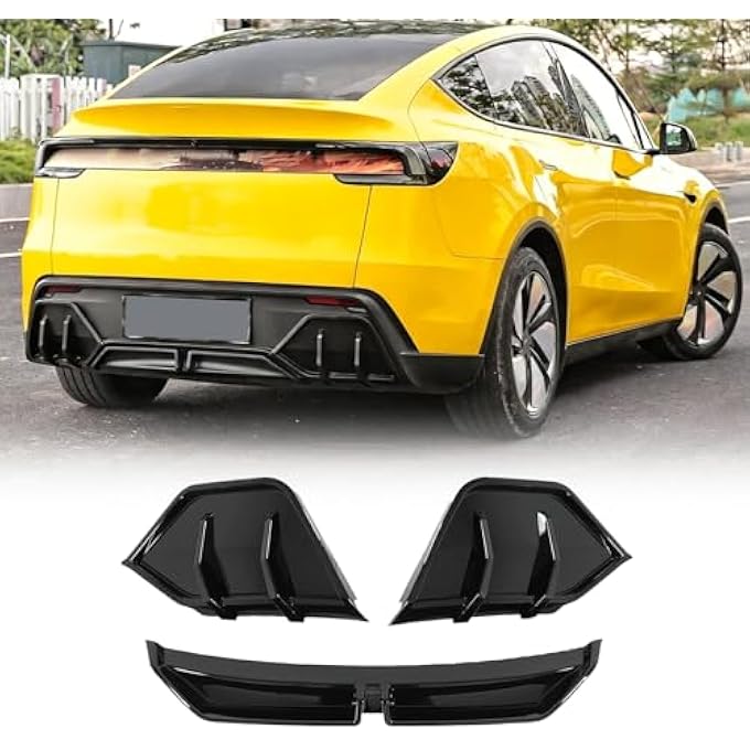 SKKYORO Rear Bumper Diffuser Lip 3pcs for Tesla Model Y Juniper 2025 2026 ABS Rear Bumper Molding Protector Lip (Glossy Black,3 PCS Rear Diffuser) - Image 1