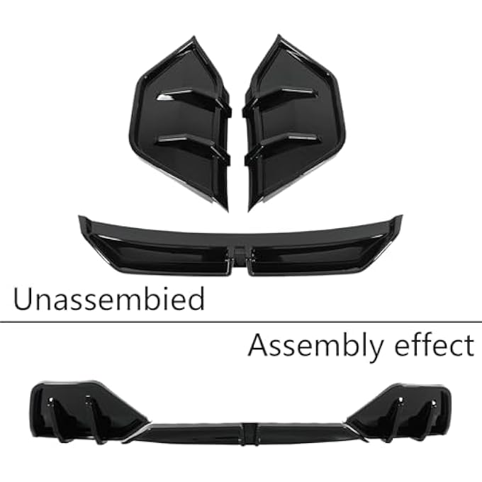 SKKYORO Rear Bumper Diffuser Lip 3pcs for Tesla Model Y Juniper 2025 2026 ABS Rear Bumper Molding Protector Lip (Glossy Black,3 PCS Rear Diffuser) - Image 5