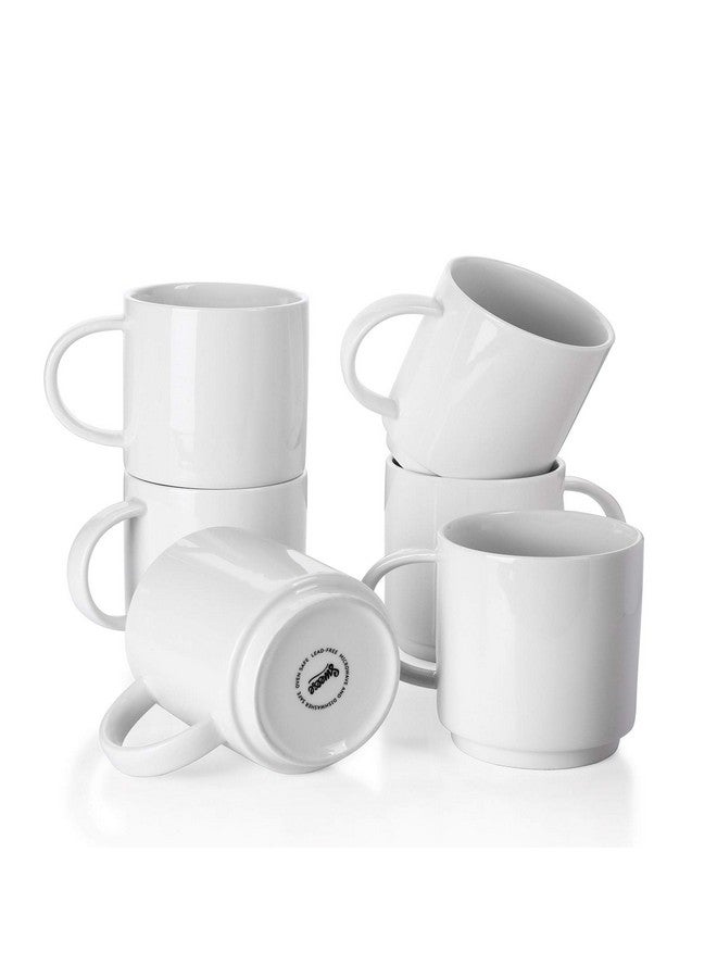 Sweese 10 Oz Stackable White Coffee Mug, Porcelain Coffee Mugs Sets of 6, Coffee Cups with Handle for Specialty Coffee Drinks, Cappuccino, Cafe Mocha, Latte and Tea, White - Image 1