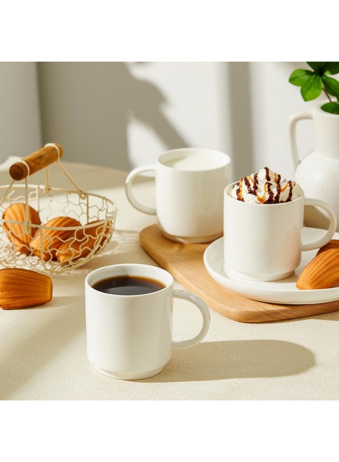 Sweese 10 Oz Stackable White Coffee Mug, Porcelain Coffee Mugs Sets of 6, Coffee Cups with Handle for Specialty Coffee Drinks, Cappuccino, Cafe Mocha, Latte and Tea, White - Image 3