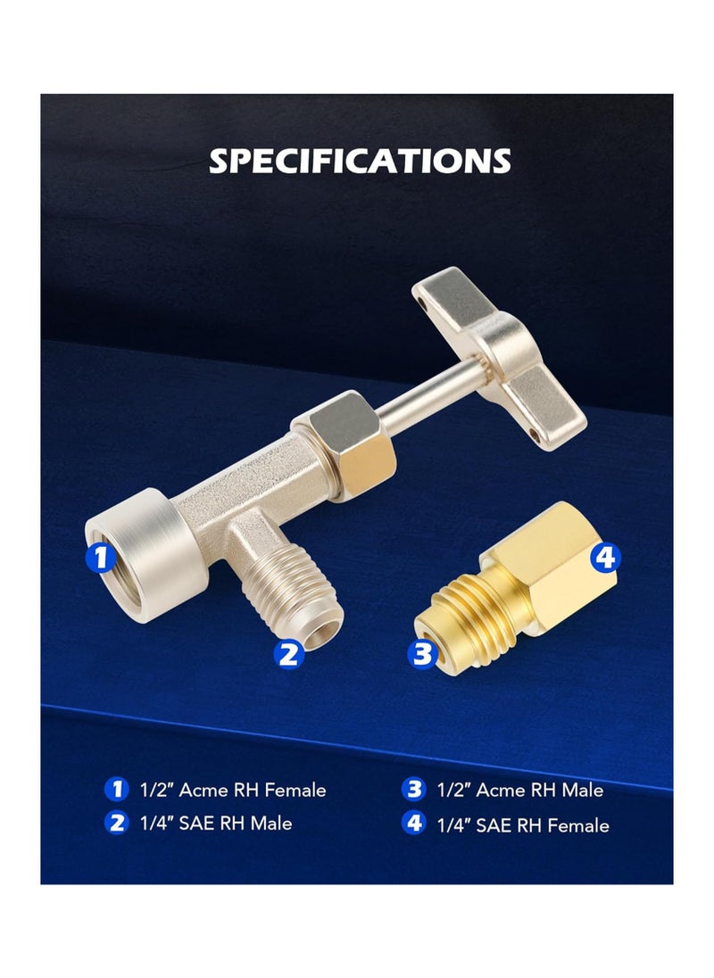 SYOSI For R134a Self Sealing Can Tap, Self-Sealing Can Opener for R134a Refrigerant Self-Sealing Cans, with Tank Adapter for 1/4" and 1/2" AC Charging Hoses for Refilling Automotive AC System  - Image 5