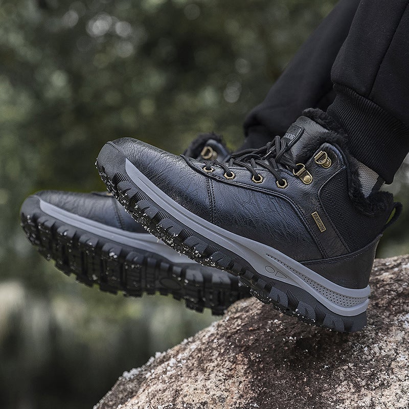 Explosions Labor Insurance Shoes Outdoor Mid-Help Cotton Shoes Men'S Leather Casual Men'S Shoes Warm Boots Men'S Hair - Image 5