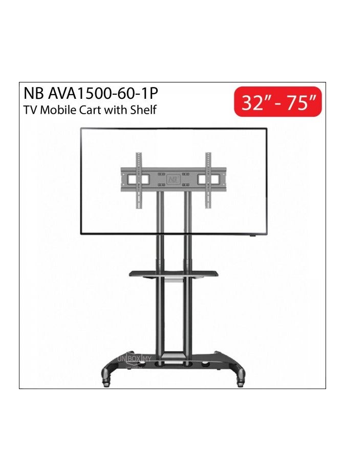 NB North Bayou AVA1500 60 1P Height Adjustable TV Cart for 32 75 Inch Screens - Image 1