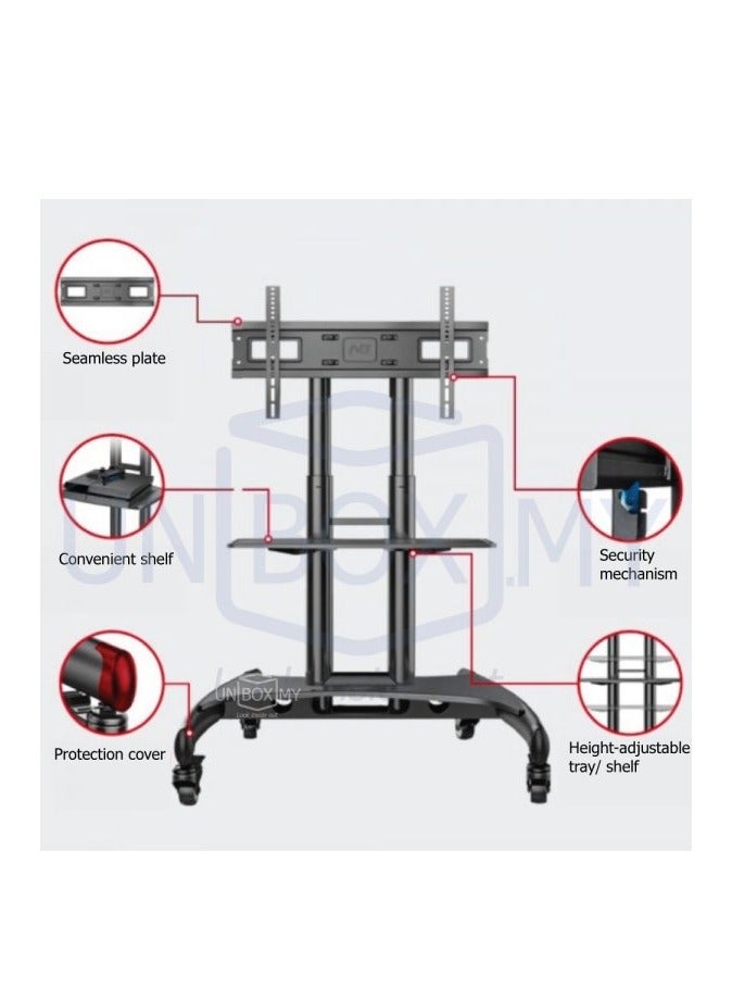 NB North Bayou AVA1500 60 1P Height Adjustable TV Cart for 32 75 Inch Screens - Image 2
