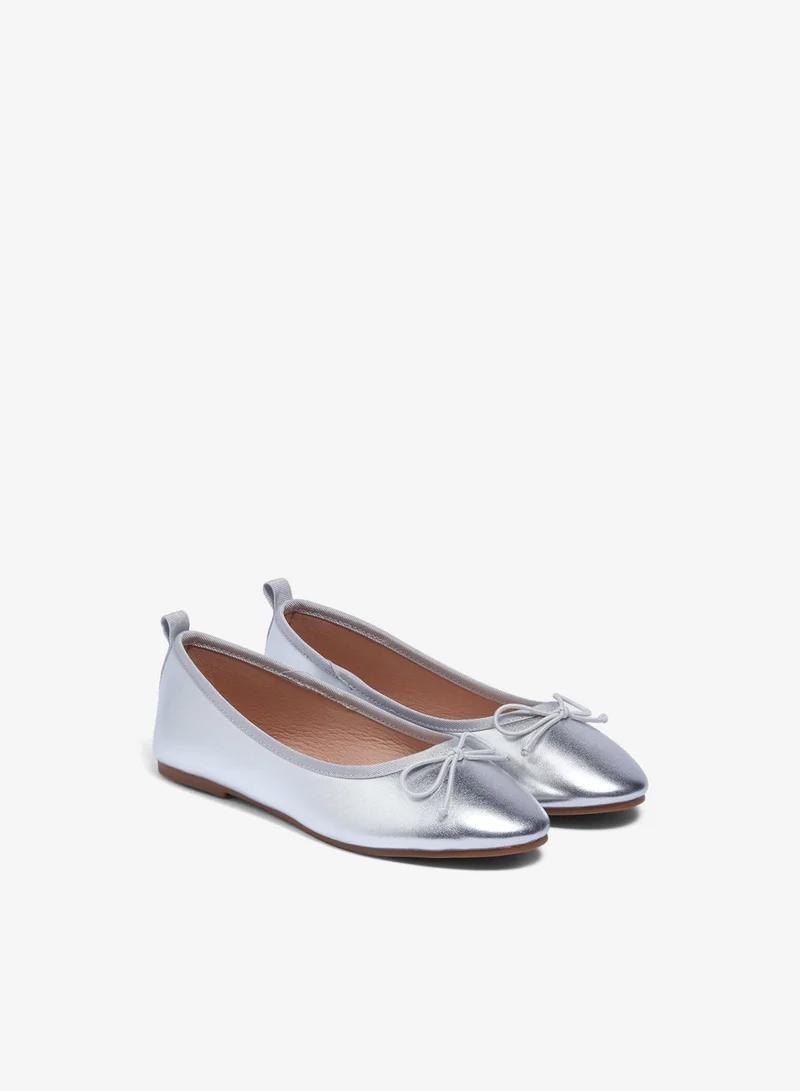 ماتلان حذاء باليه فضي معدني للبنات