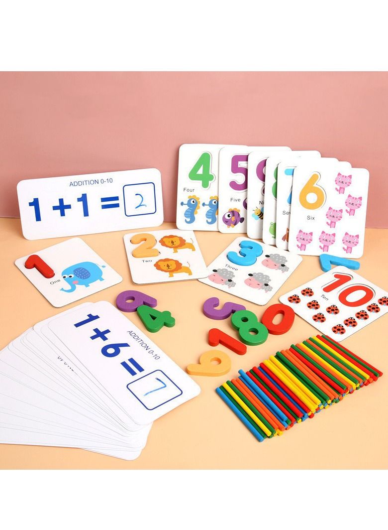 Treehole 152Pcs Colorful Counting Stick Calculation Math Educational Toy, Foam Number Blocks and Calculation Cards, Learning Materials Preschool Teaching Tools Gift for Toddlers Kids - Image 1