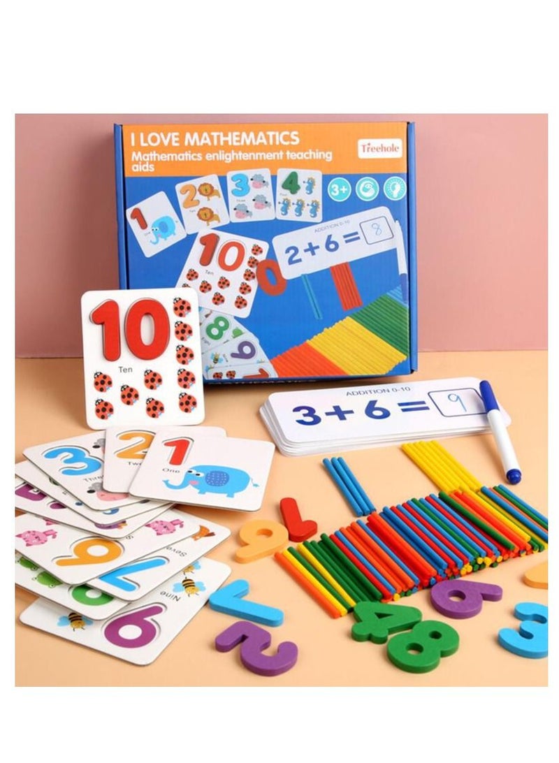 Treehole 152Pcs Colorful Counting Stick Calculation Math Educational Toy, Foam Number Blocks and Calculation Cards, Learning Materials Preschool Teaching Tools Gift for Toddlers Kids - Image 3