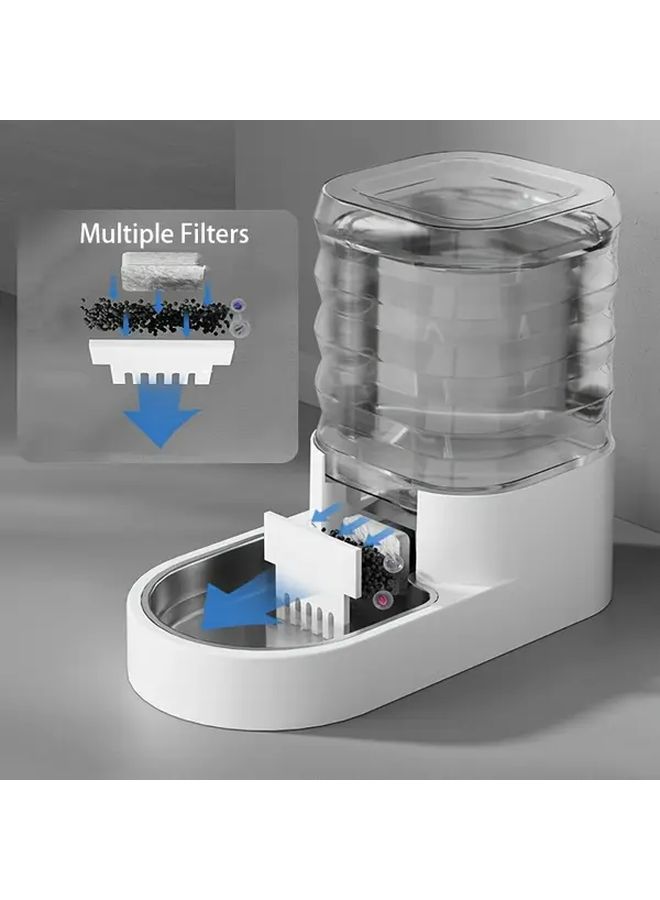 White Plastic Pet Water Dispenser Large Capacity Automatic Drinking Bowl Filter - Image 5