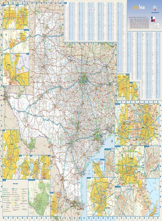 Globe Turner Texas State Wall Map - 34.5" x 24.75" Laminated, Semi-Gloss, Road Map - Image 1