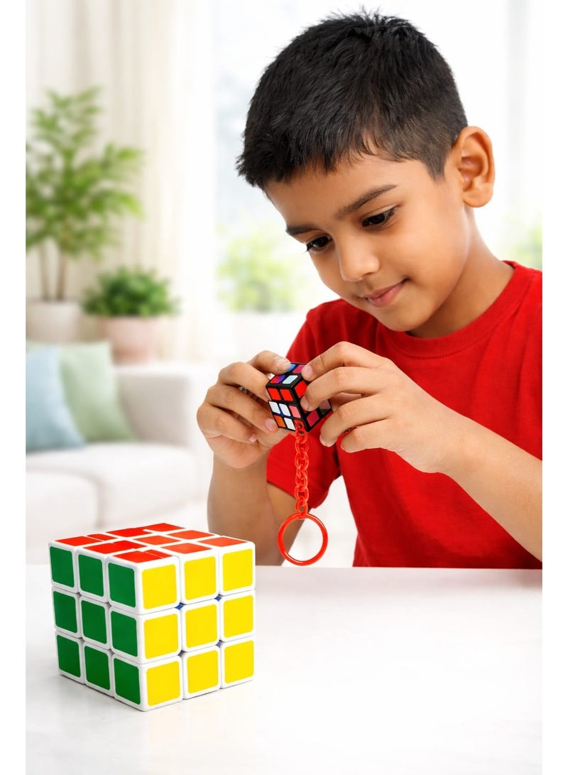 مكعب 3x3 مع سلسلة مفاتيح صغيرة - لعبة ألغاز تعليمية للأطفال والكبار | مكعب دوران سلس وسريع - Image 5