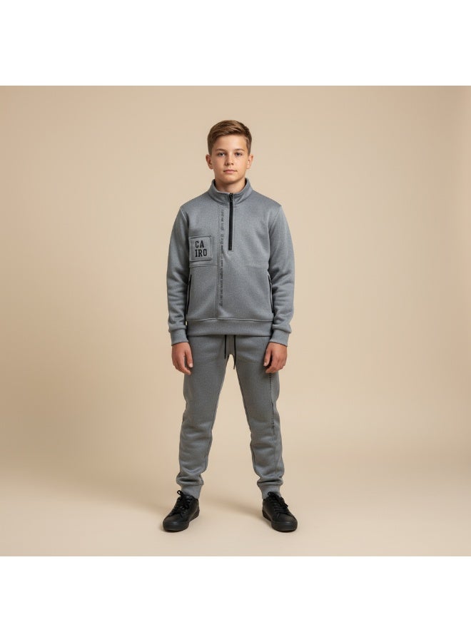 سيزار ترنج أولادي شتوي ببطانة قطيفة من الداخل ومزود بسوسستة أمامية وطباعات - Image 1