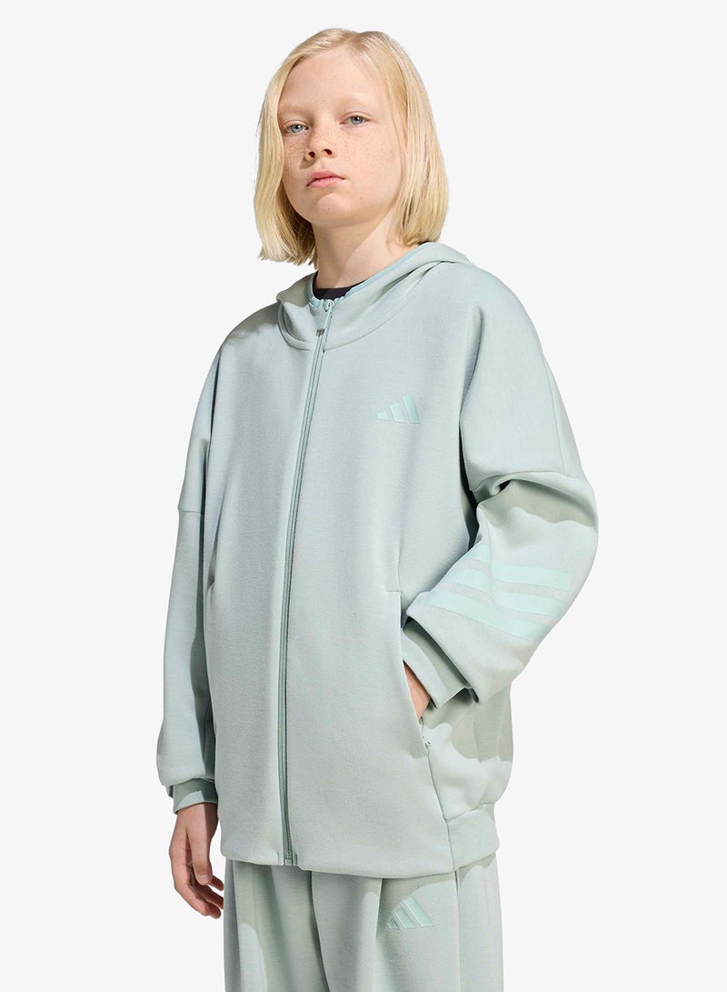 Adidas Youth 3 Stripe Ribbed Cuff Hoodie - Image 1