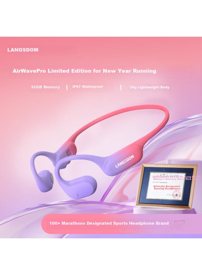 Langston Lanston Airwave Pro Bluetooth Earphones Wireless Bone Conduction Concept For Sports Running Cycling Non-in-ear Suitable For Apple Huawei Xia I Phones Aurora Purple - Image 2