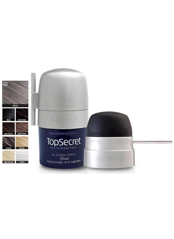 Top secret Top Secret Hair Thickening Building Fibers Applicator Included - Undetectable & Natural Hair Filler - for Men & Women - Instantly Fill In Fine Thinning Hair - Weather & Sweat Resistant (Silver, Small)  - Image 1
