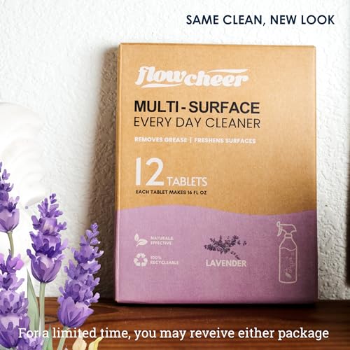 flowcheer Multi Surface Cleaner Refills -All Purpose Cleaning Tablets-Makes 192 fl oz(12 x 16 Fl oz) Bottles of Spray Cleaner for Household&Kitchen Cleaning-Lavender Scent(Not Included Bottles) - Image 2
