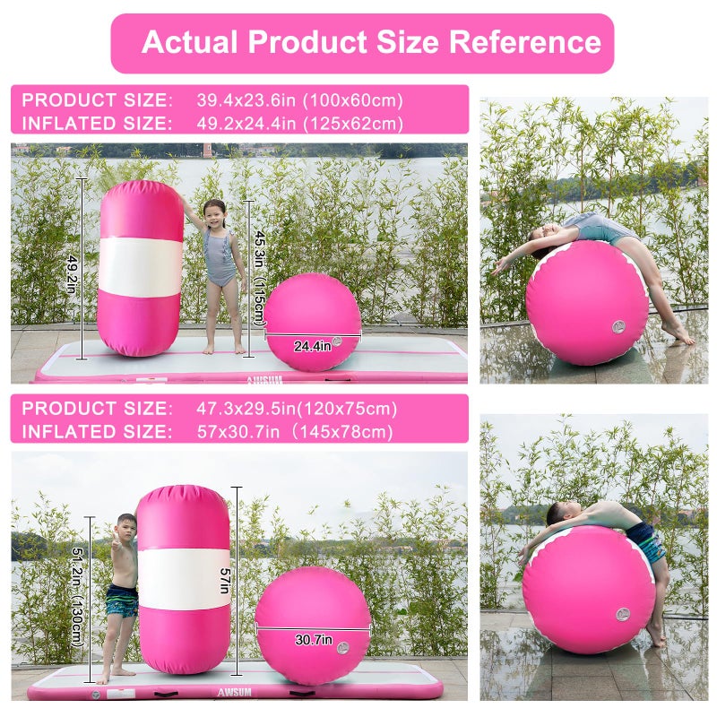 AWSUM Gymnastics Tumbling Equipment Barrel Inflatable Air Roller Thicken Octagon Mat back Handspring Trainer for Cheerleading Training Home Use, Without pump - Image 4