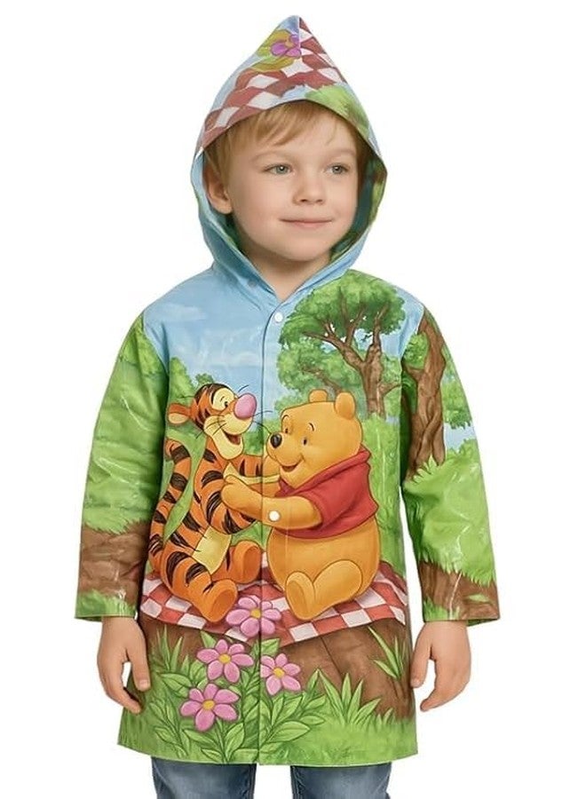 CAPICHINO Cartoon Printed Hooded Raincoat For Kids | Wide Brim Rain Jacket Kid’s Poncho For Boys And Girls (Carton Print) (Pack of 1) (Universal, Green) (10-11 Years) - Image 2