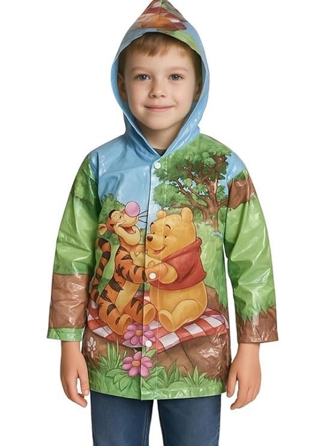 CAPICHINO Cartoon Printed Hooded Raincoat For Kids | Wide Brim Rain Jacket Kid’s Poncho For Boys And Girls (Carton Print) (Pack of 1) (Universal, Green) (10-11 Years) - Image 1