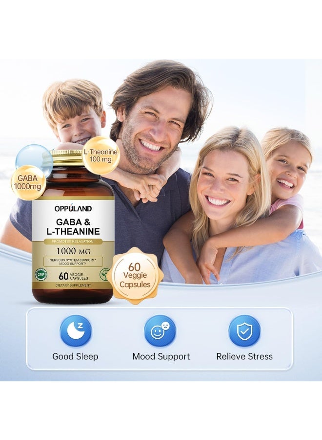 Oppuland GABA & L-Theanine - Promotes Relaxation | Nervous System Support | Mood Support -60 Veggie Capsules - Image 2