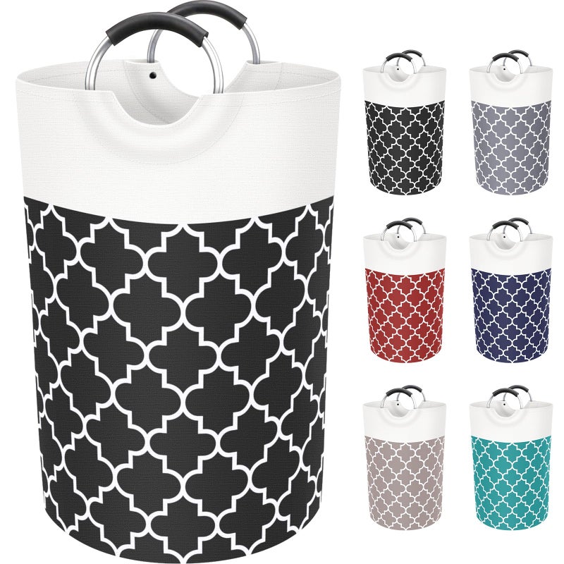 Fabspace Large Laundry Basket Laundry Hamper Bag Washing Bin Clothes Bag Collapsible Tall with Handles Waterproof Travel Bathroom College Essentials Storage for College Dorm Family Black 75L