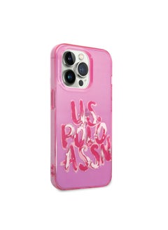 U.S. Polo Assn. USPA iPhone 14 Pro Max PC/TPU Transparent Case With Graffiti Logo, Drop & Bumper Protection, Easy Snap-On - Pink  - Image 2