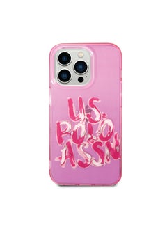U.S. Polo Assn. USPA iPhone 14 Pro Max PC/TPU Transparent Case With Graffiti Logo, Drop & Bumper Protection, Easy Snap-On - Pink  - Image 3
